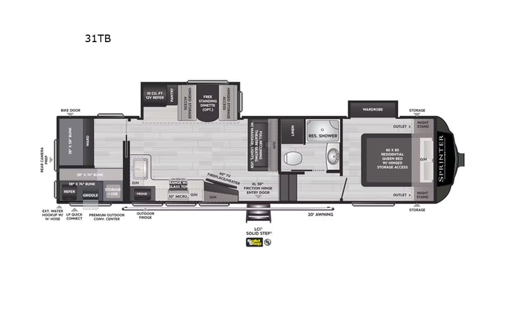 Representative floor plan provided by a trusted RVshare partner.