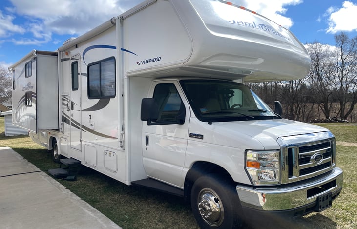 Passenger side bunk bed slide extended.