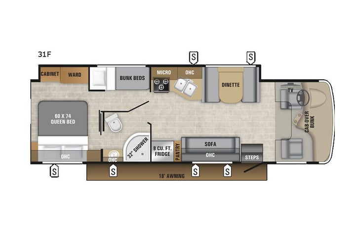 Representative floor plan provided by a trusted RVshare partner.