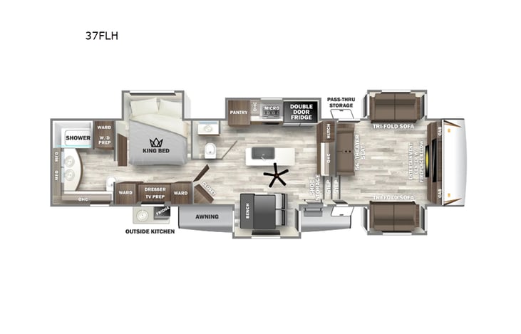 Representative floor plan provided by a trusted RVshare partner.