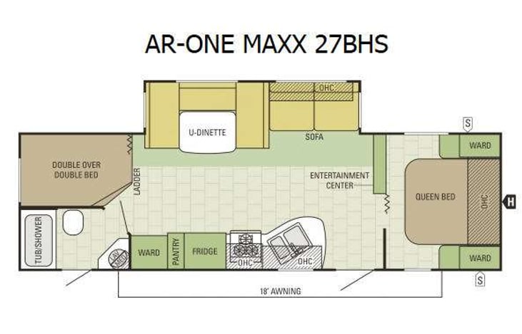 Representative floor plan provided by a trusted RVshare partner.