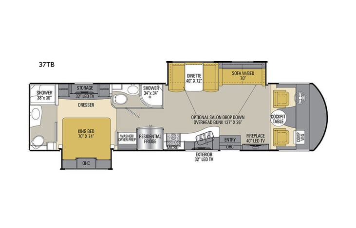 Representative floor plan provided by a trusted RVshare partner.