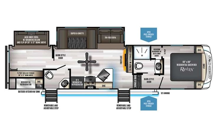 Representative floor plan provided by a trusted RVshare partner.