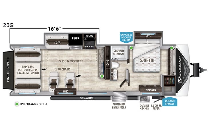 Representative floor plan provided by a trusted RVshare partner.