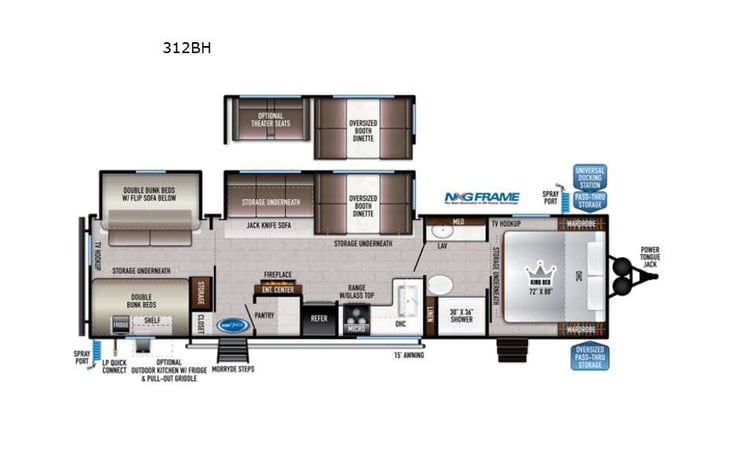 Representative floor plan provided by a trusted RVshare partner.