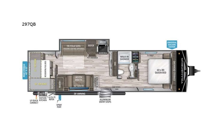 Representative floor plan provided by a trusted RVshare partner.