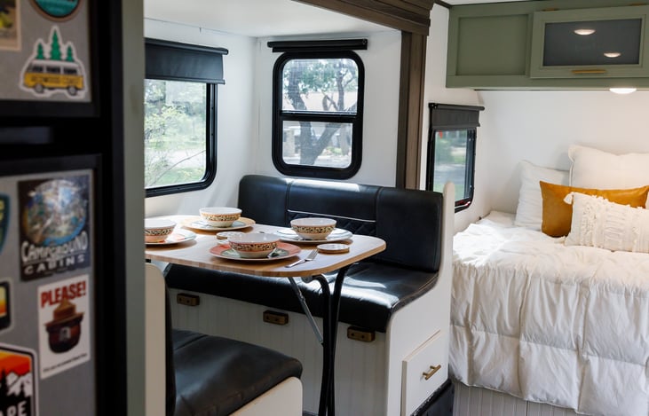 Dinette is on a slide out for extra room.