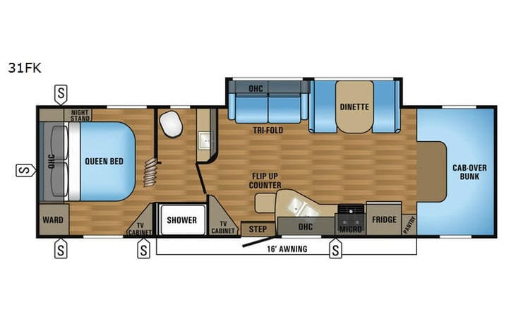 Representative floor plan provided by a trusted RVshare partner.