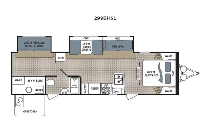 Representative floor plan provided by a trusted RVshare partner.