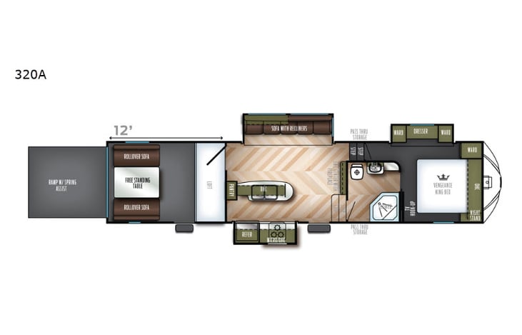 Representative floor plan provided by a trusted RVshare partner.