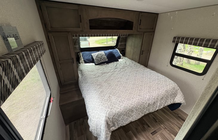 Master bedroom. With black out curtains for an easy nights rest.