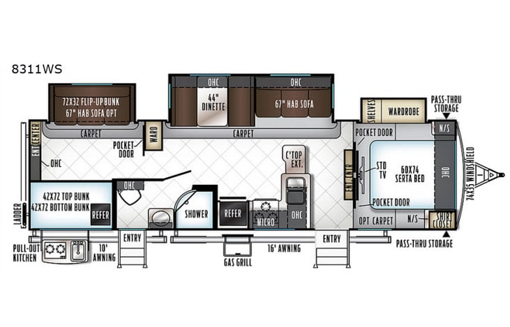 Representative floor plan provided by a trusted RVshare partner.