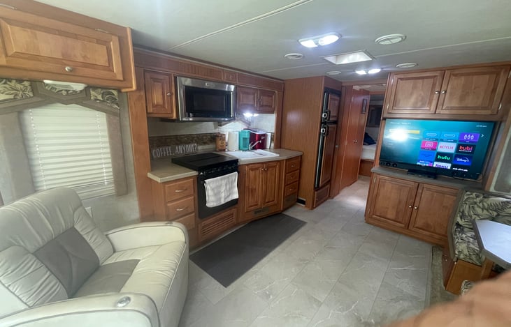 Dining and entertainment area is spacious and comfortable