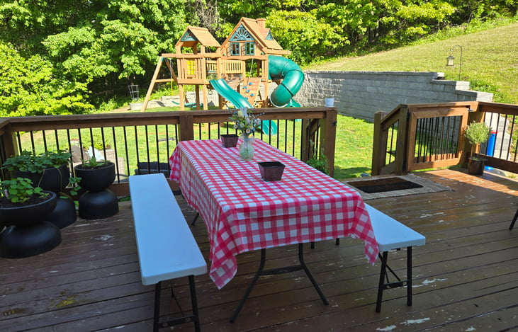 Picnic style table set-up included in the Outdoor Boogie Package.