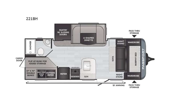 Representative floor plan provided by a trusted RVshare partner.