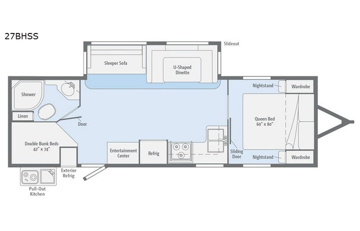 Representative floor plan provided by a trusted RVshare partner.