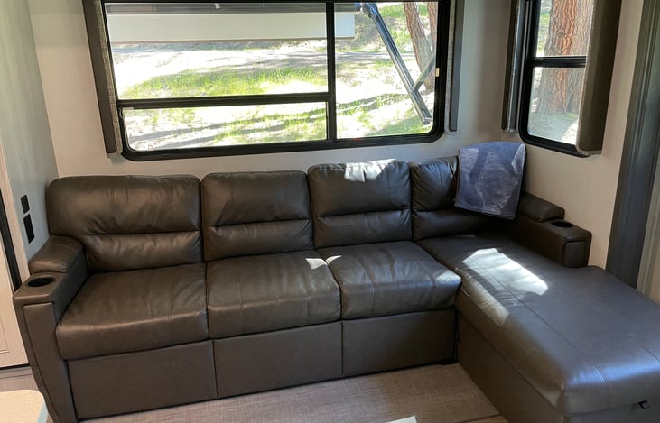 Comfortable couch with pull out bed.