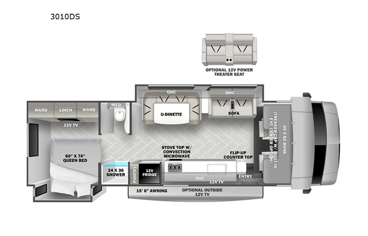 Representative floor plan provided by a trusted RVshare partner.