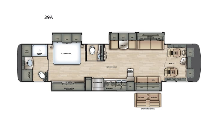 Representative floor plan provided by a trusted RVshare partner.