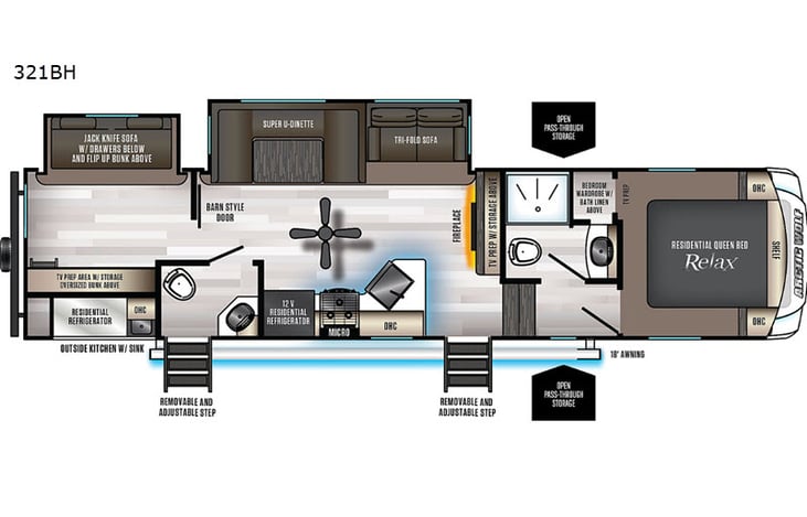 Representative floor plan provided by a trusted RVshare partner.