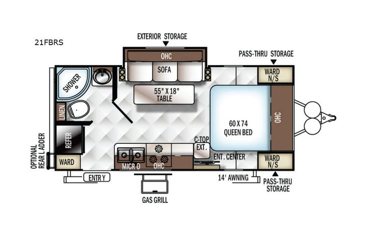 Representative floor plan provided by a trusted RVshare partner.