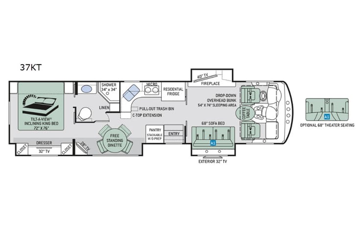 Representative floor plan provided by a trusted RVshare partner.