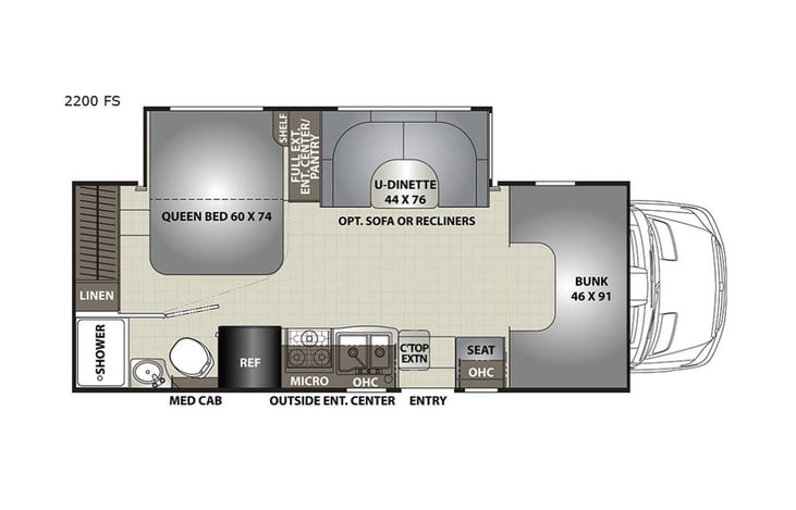 Representative floor plan provided by a trusted RVshare partner.