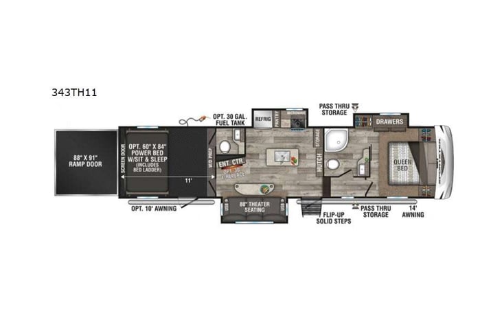 Representative floor plan provided by a trusted RVshare partner.