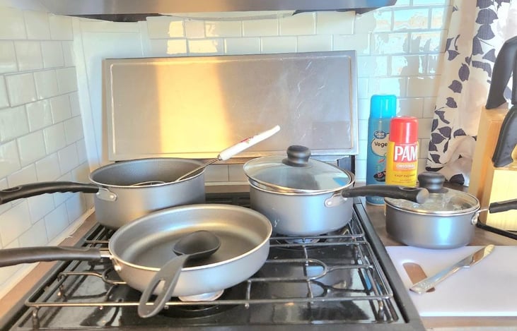 We will include pots, pans, seasonings, silverware, cups, bowels, plates, cooking utensils. Portable grill, Firepit, outdoor rug, and/or table per request no extra charge.