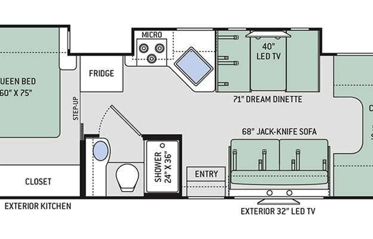 Very large and comfortable space, 2 slide outs, 3 TV's, kitchen, big fridge and spacious bathroom