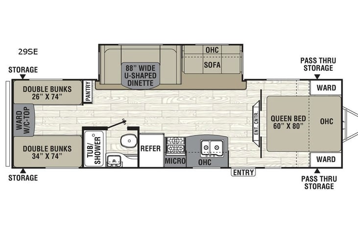 Representative floor plan provided by a trusted RVshare partner.