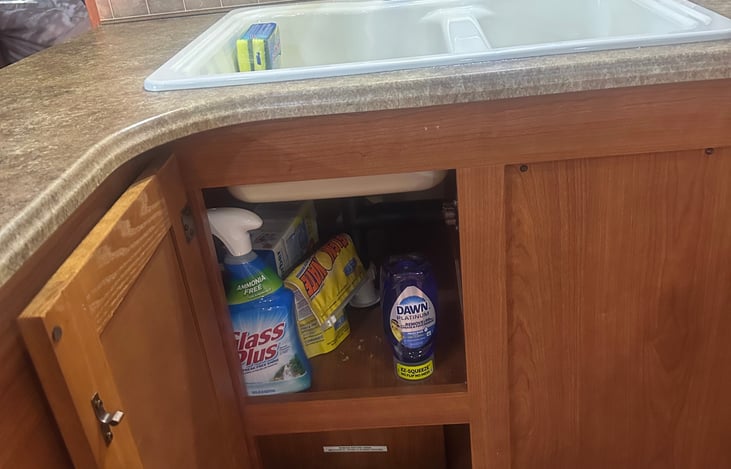 sponges and cleaning supplies provided