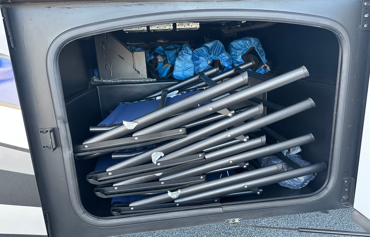 12 camping chairs, 3 different kinds