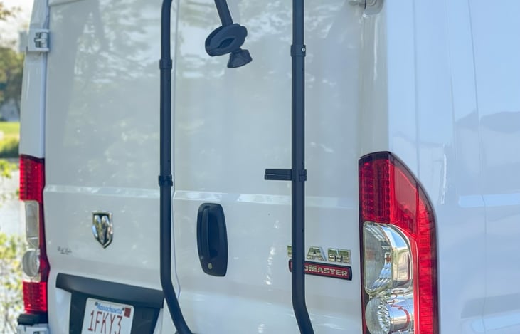 Bike rack with lock. Accommodates 2 bicycles.
