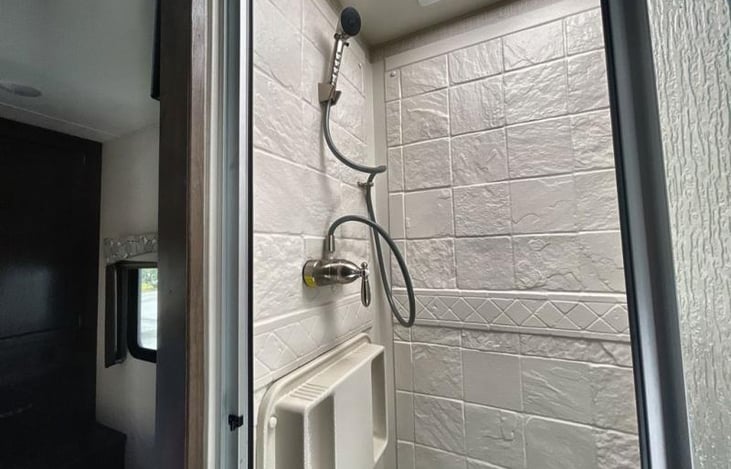 Standup Shower in Divided Bathroom