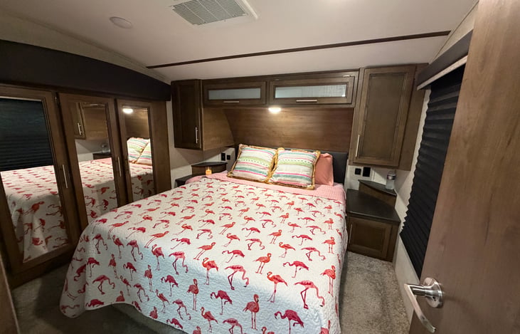 Master bedroom with luxury queen mattress, and full wardrobe