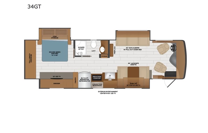 Representative floor plan provided by a trusted RVshare partner.