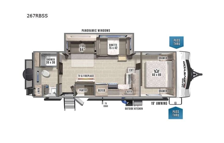 Representative floor plan provided by a trusted RVshare partner.