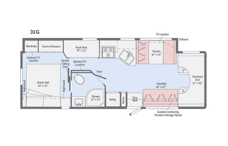 Representative floor plan provided by a trusted RVshare partner.