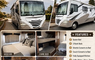 Spacious & Fully Equipped Class A RV – Sleeps 8