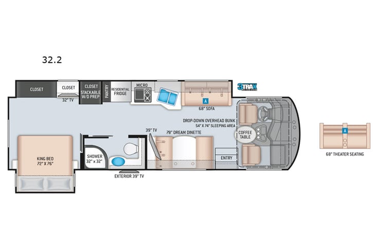 Representative floor plan provided by a trusted RVshare partner.