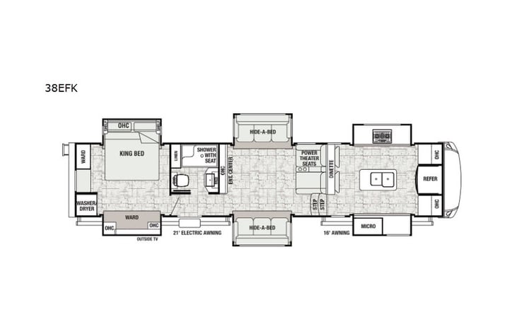 Representative floor plan provided by a trusted RVshare partner.
