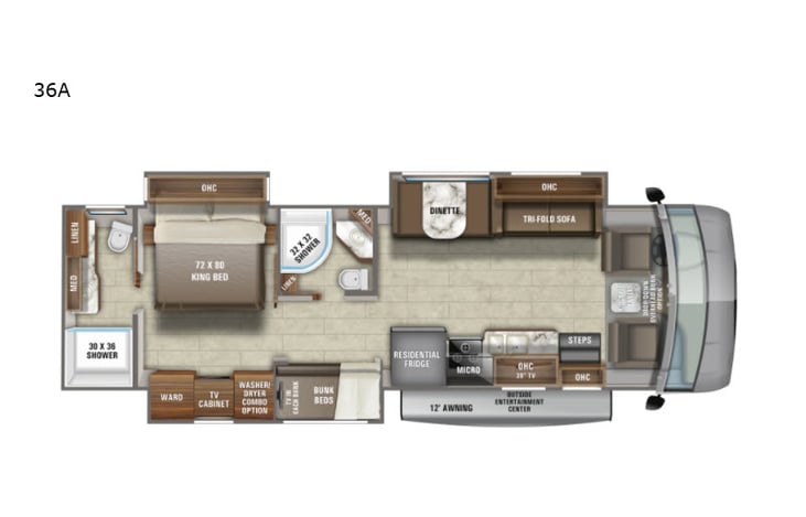 Representative floor plan provided by a trusted RVshare partner.
