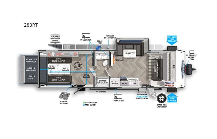 Representative floor plan provided by a trusted RVshare partner.