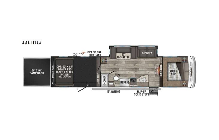 Representative floor plan provided by a trusted RVshare partner.
