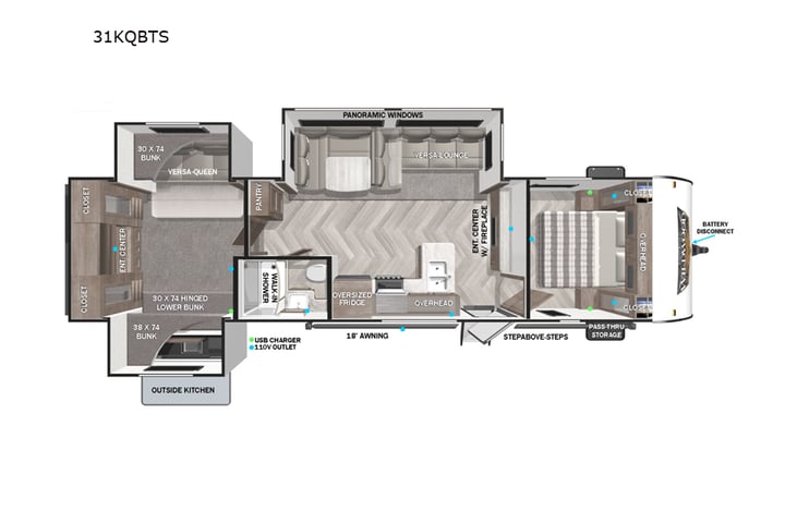 Representative floor plan provided by a trusted RVshare partner.