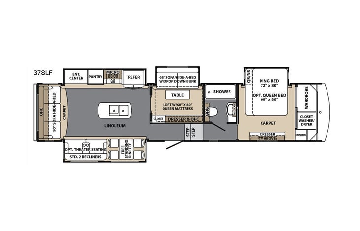 Representative floor plan provided by a trusted RVshare partner.
