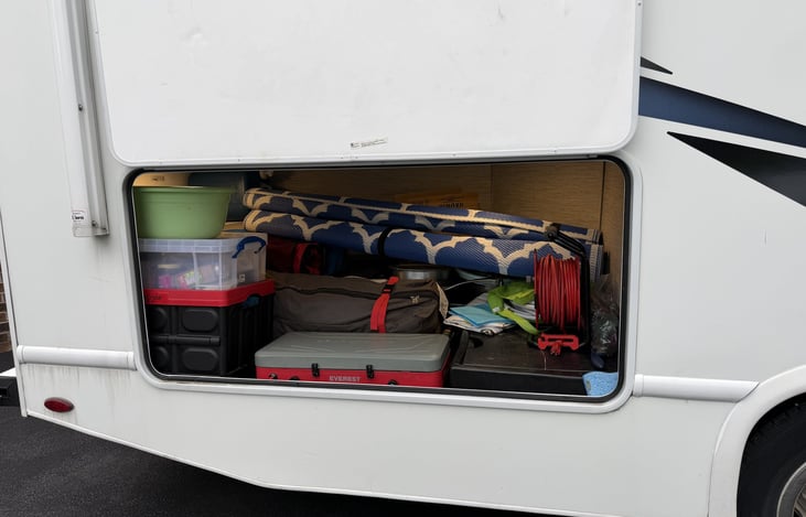 Rear pass-through storage: 69.5 cu ft for chairs, mat, and gear