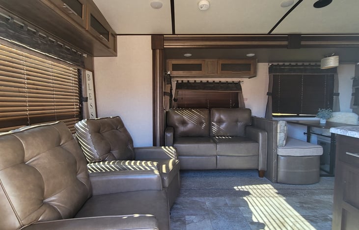 Dual slide outs create a large living area.