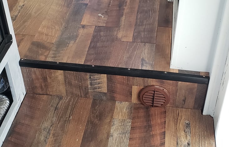 Our new flooring with in-floor electric heating, plus ducted in propane furnace both thermostat controlled for toasty toes in the morning!